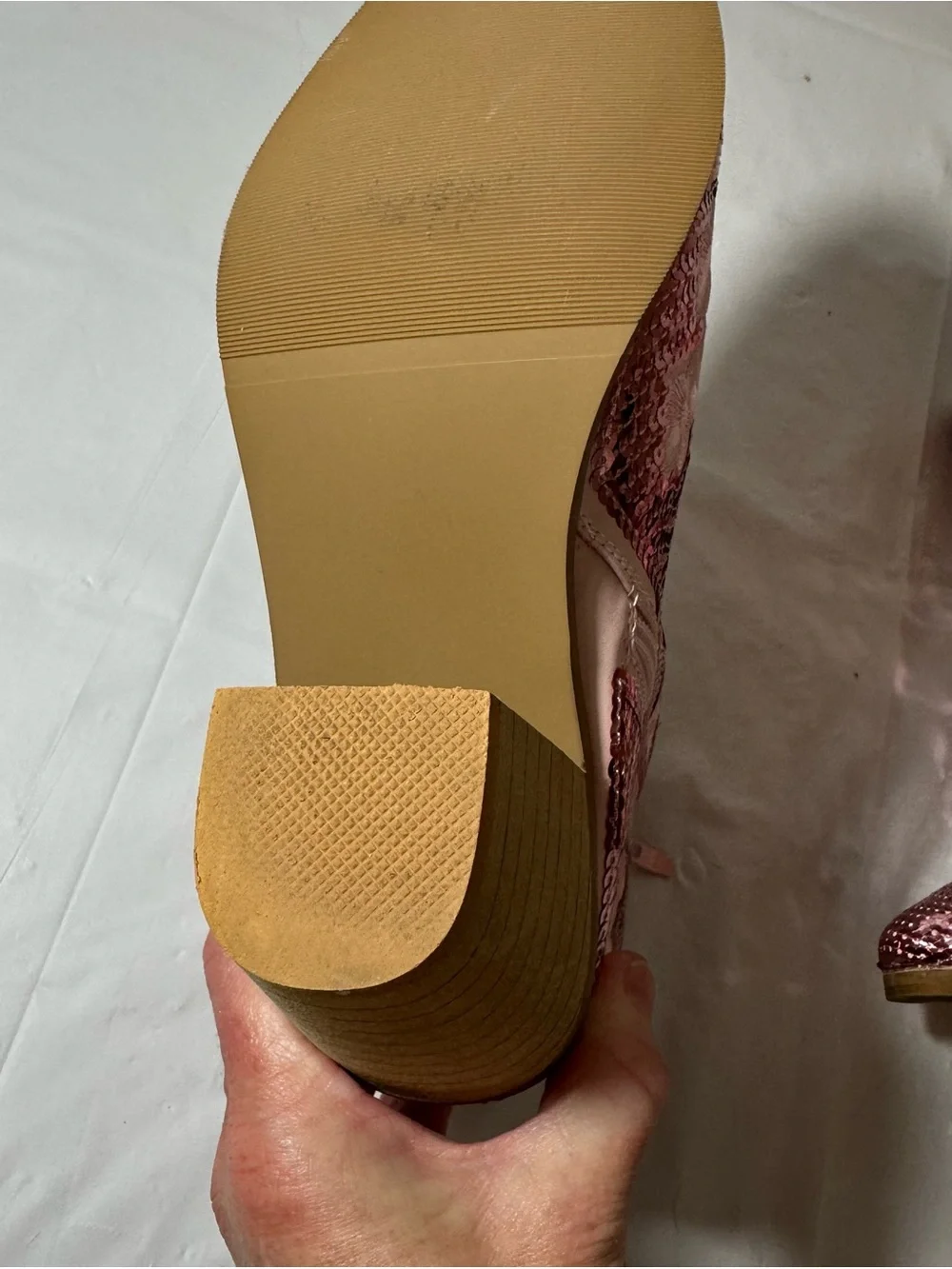 Pink Unique Sequin Western Ankle Boots for Women 8.5
